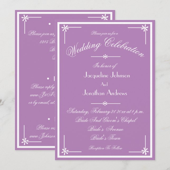 Convites Mystic Mauve All In One RSVP Email Website Wedding (Frente/Verso)