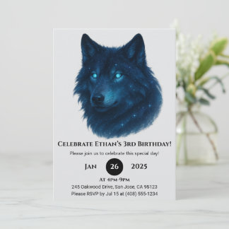 Convites Mystic Star Wolf Birthday