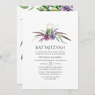 Convites Mystical Boho Succulents Bat Mitzvah