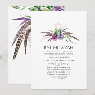 Convites Mystical Boho Suculentas Bat Mitzvah