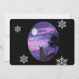Convites Mystical Cat Under Moon – Dreamy Purple Night Wate