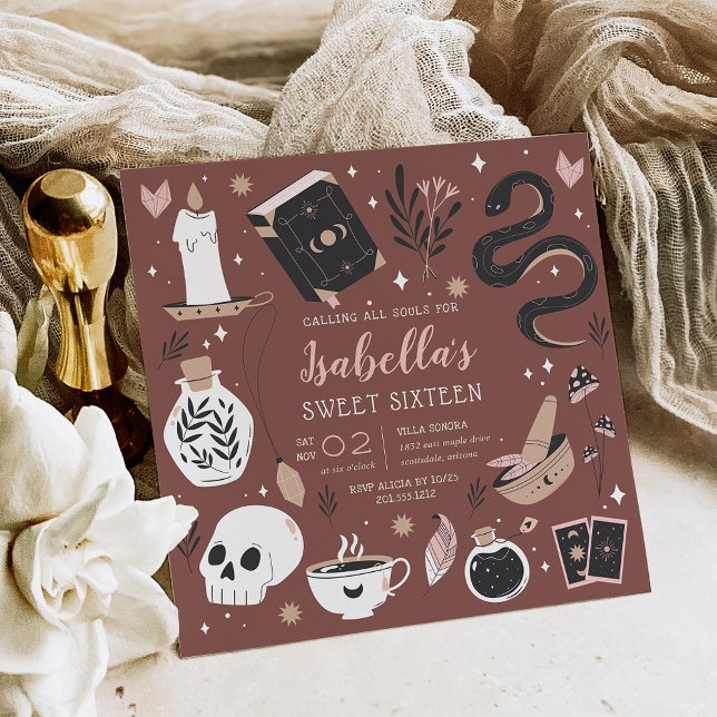 Convites Mystical Crystal Fortune Teller Doce Dezesseis (Criador carregado)