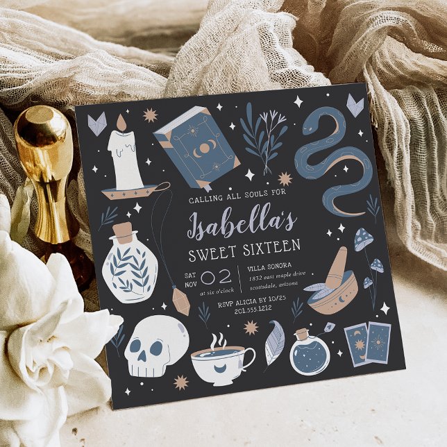 Convites Mystical Crystal Fortune Teller Doce Dezesseis (Criador carregado)