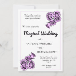 Convites Mystical Purple Rose Wedding Invitation