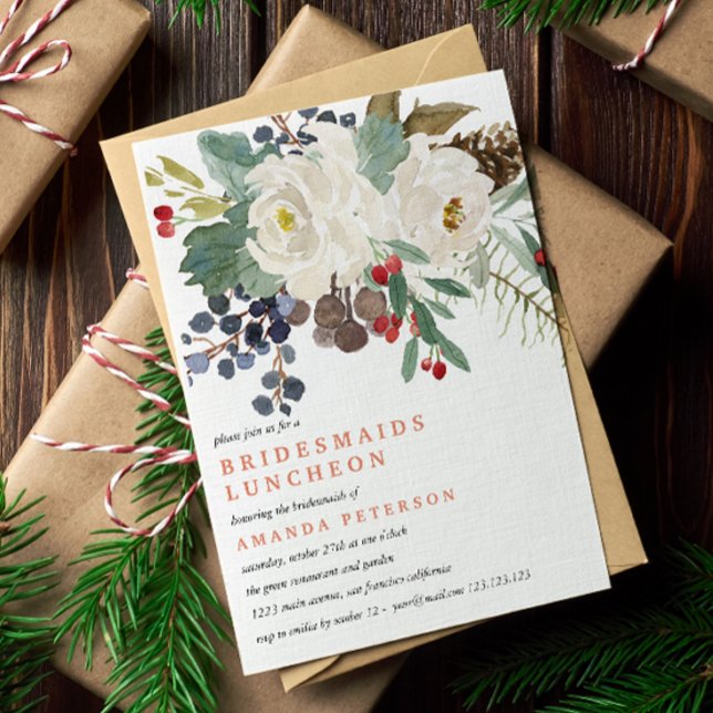 Convites Mystical Winter | Bridesmaids Luncheon Wedding V2 (Winter Bridesmaid luncheon party or bridal shower. Perfect for Christmas celebration or event)