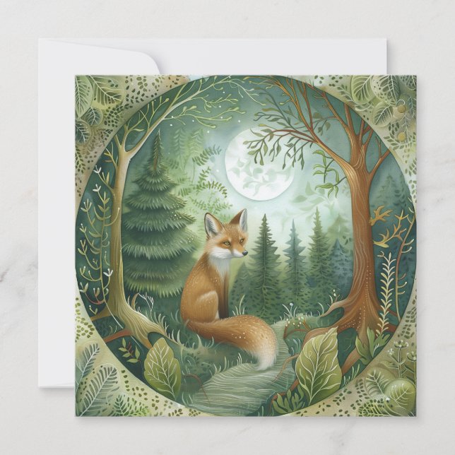 Convites Mystical Woodland Wolf (Frente)