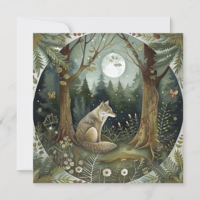 Convites Mystical Woodland Wolf (Frente)
