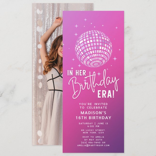 Convites Na Era De Nascimento, Festa Era, Foto Do Partido E (Frente/Verso)