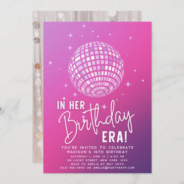 Convites Na Era De Nascimento, Festa Era, Foto Do Partido E (Frente/Verso)