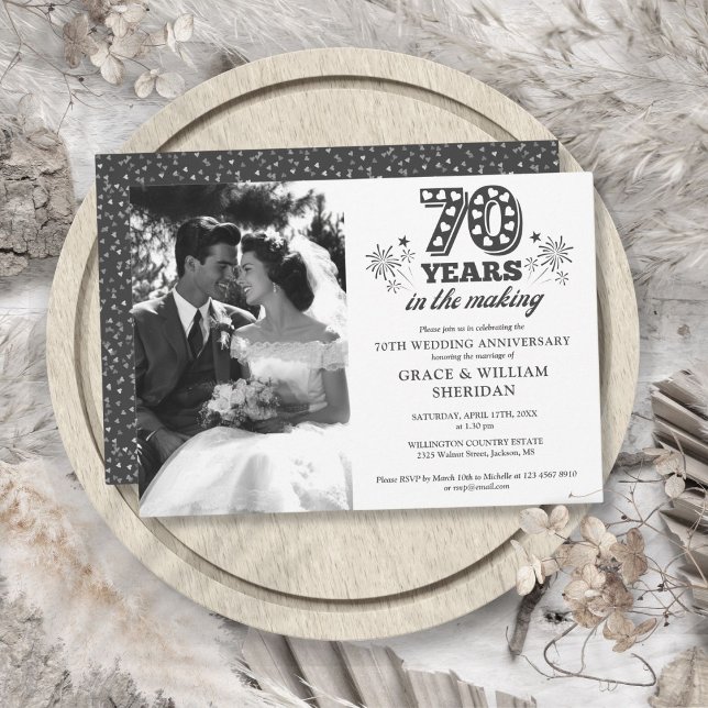 Convites Na Feitura Foto do 70º Aniversário de Casamento (In The Making 70th Wedding Anniversary Photo Invitation)