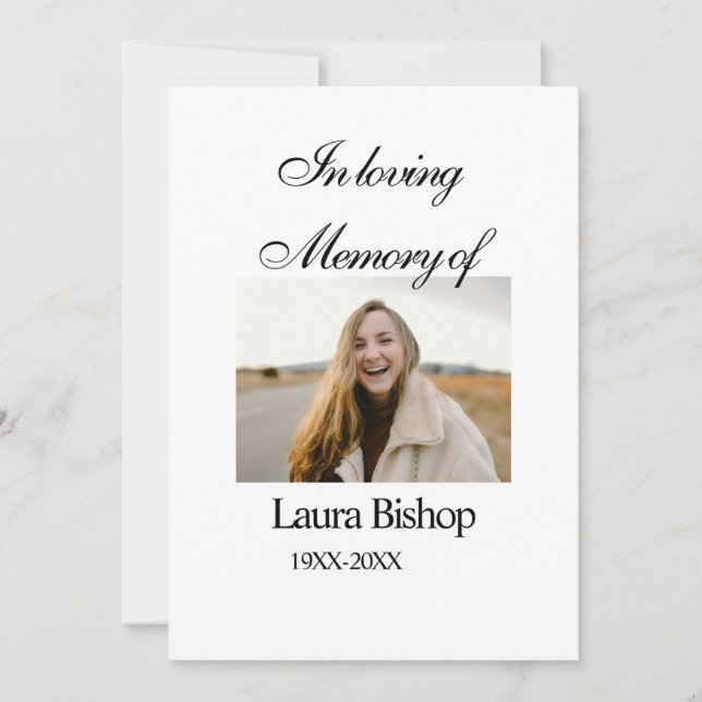 Convites Na memória amorosa do amor funerário, adicione nom (Frente)