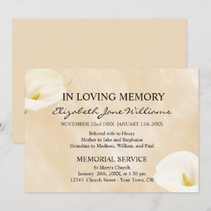 Convites Na memória de amor  Funeral  Lírios Aquarelas