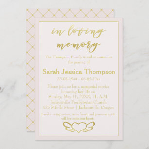 Convites Na memória de amor - Serviço Memorial Blush e Dour