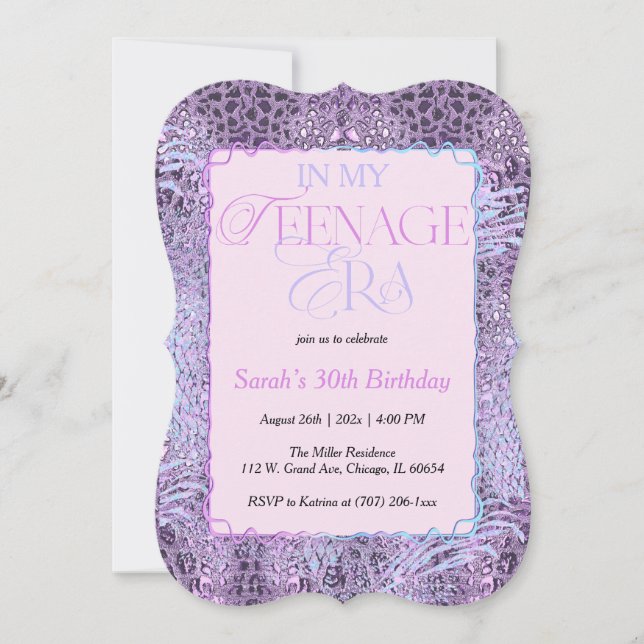 Convites Na Minha Época 30, Festa de aniversário Rosa (Frente)