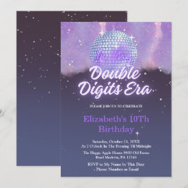 Convites Na Minha Era de Dois Dígitos Bola de Discoteca de