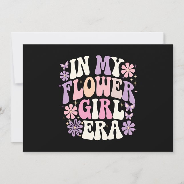 Convites Na Minha Era de Menina de Flores Retro Groovy Flor (Frente)
