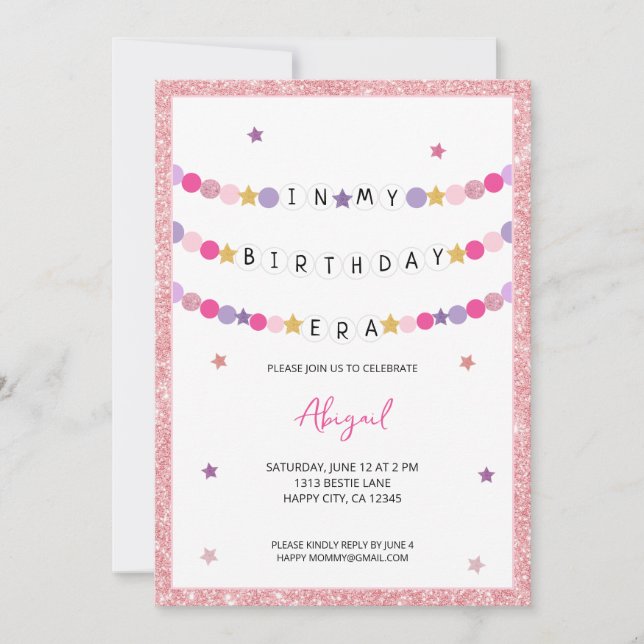Convites Na minha Festa de aniversário da Era Bracelet de A (Frente)