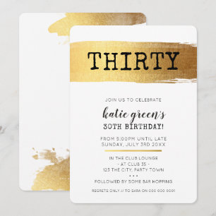 Convites NA MODA aniversário de 30 anos INVITE Faux brushma