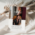 Convites Na moda, aniversário de 40 anos de Fotografia Míni<br><div class="desc">Eleve seu 40º marco com nosso na moda e nosso Convite de aniversário. Este design minimalista apresenta uma moderna colagem de 2 figuras,  destacando a idade na frente,  encapsulada numa modelo elegante e personalizável. Sua trendy arch acomoda a segunda fotografia lindamente,  dando o tom para uma celebração memorável!</div>