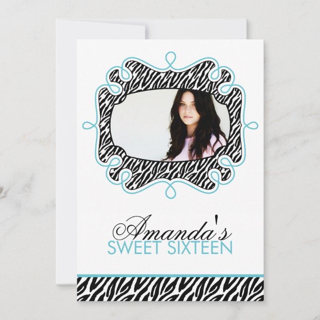 Convites Na moda Aqua Frame Sweet 16 (Frente)