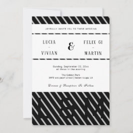 Convites Na moda Black E Line Shadow Name Rustic Weding