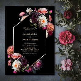 Convites Na moda Black Floral Wedding