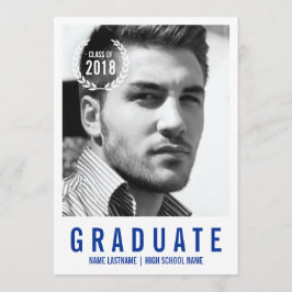 Convites Na moda Blue White Modern Photo Formando Invite