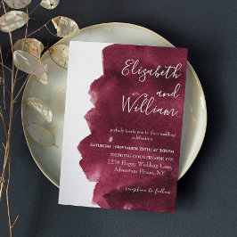 Convites Na moda Burgundy Watercolor Casamento Brushaft