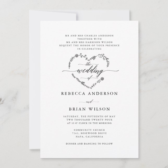 Convites Na moda Calligrafia O Casamento Fotográfico (Verso)