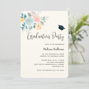 Convites Na moda cor-de-rosa e Buquê azul