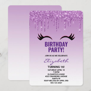 Convites Na moda cor-de-rosa e olhos pretos ao soltar brilh