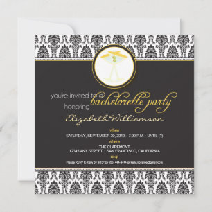 Convites Na moda Damask Bachelorette Invite (amarelo)