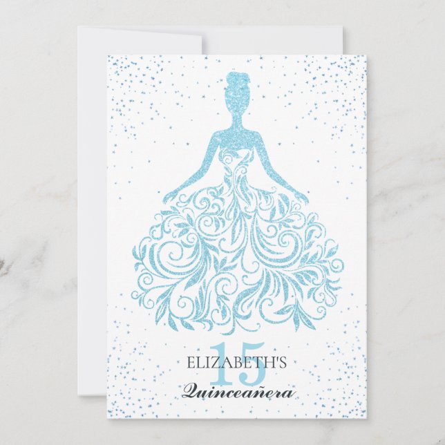 Convites Na moda de Colheita Azul de Estirpe Quinceañera (Frente)