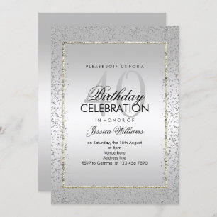 Convites Na moda de Silver Confetti aniversário de 40 anos