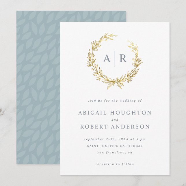 Convites Na moda Dourado Fato de Arrasto Retirado à Mão Cas (Frente/Verso)