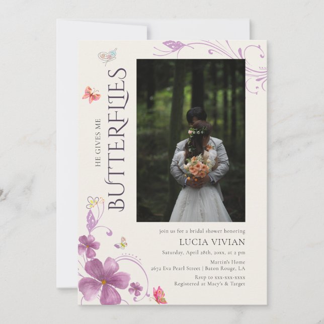 Convites Na moda Ele Me Dá O Chá de panela De Fotografia Da (Frente)