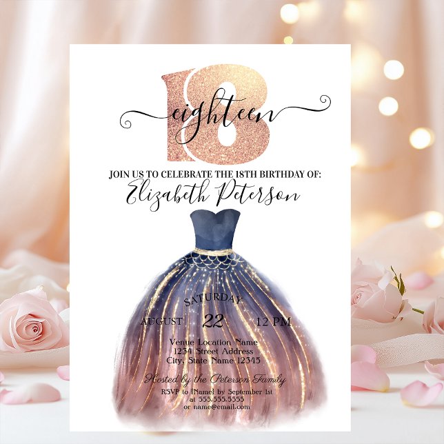 Convites Na moda Elegante 18ª Festa de aniversário (Criador carregado)