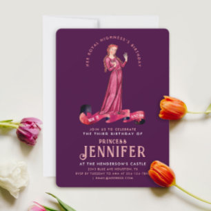 Convites Na moda Elegante Roxo E Princesa Rosa Fantasia