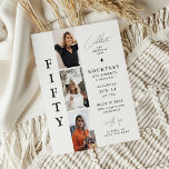 Convites Na moda FIFTY Photo Strip 50th Birthday<br><div class="desc">Na moda 50º Convite de aniversário. Design apresenta uma coleção de fotos e um modelo de aniversário elegante. Todo texto é facilmente personalizado.</div>