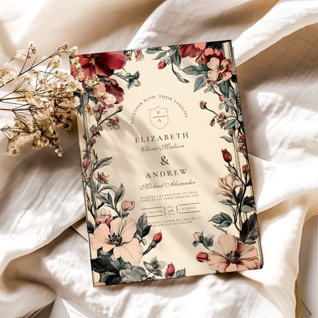 Convites Na moda Floral Art Nouveau Wedding (Criador carregado)