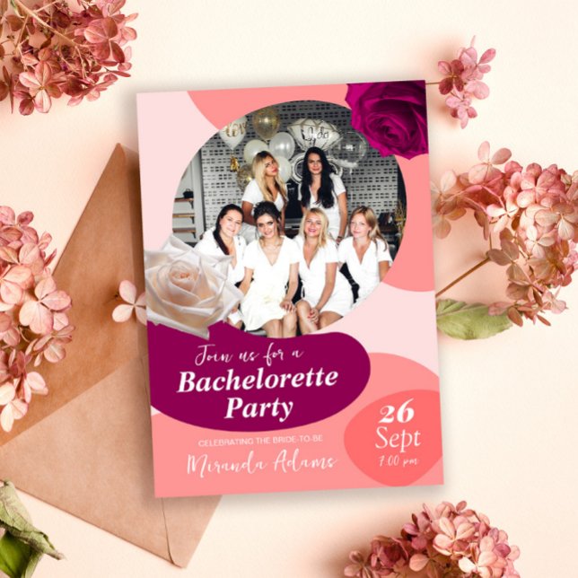 Convites Na moda Floral Peach Fuzz Festa de solteira (Criador carregado)