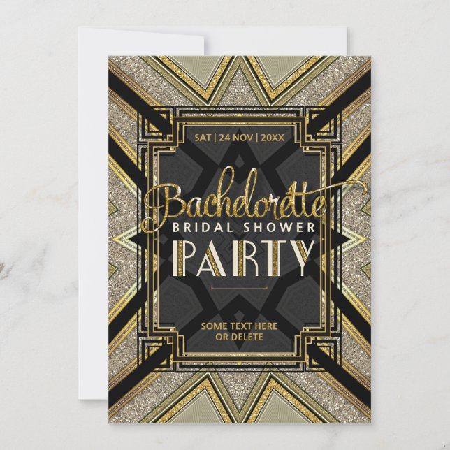 Convites Na moda Gatsby Girls Bachelorette Chá de panela (Frente)