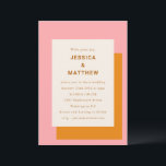 Convites Na moda Geométrico Moderno, Rosa e Laranja<br><div class="desc">Convite para Casamento Moderno de Cor-de-Rosa Geométrica e Na moda Laranja</div>