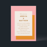 Convites Na moda Geométrico Moderno, Rosa e Laranja<br><div class="desc">Convite para Casamento Moderno de Cor-de-Rosa Geométrica e Na moda Laranja</div>
