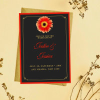 Na moda Gerbera Daisy Red e Dourado Acentos Casame