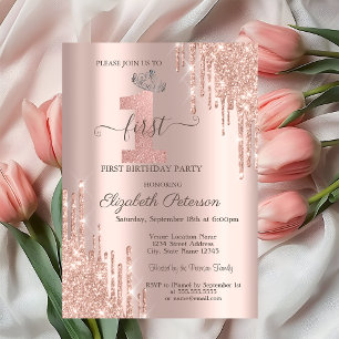 Convites Na moda Glitter Drives Rosa de Prata Dourada Tiara