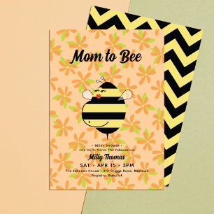 Convites Na moda Gravidez Mãe Bee Orange Floral Chá de fral