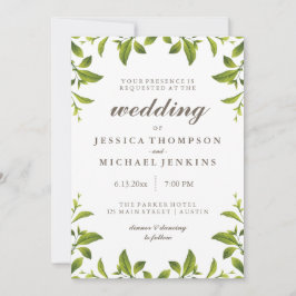 Convites Na moda Green Botanical deixa casamento