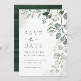 Convites Na moda Leafy Greenery Casamento Salve a Data