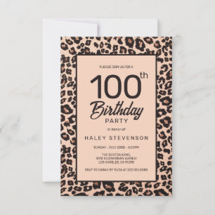 Convites Na moda Leopard Animal Print Trendy 100th Birthday